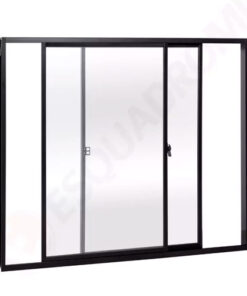 Janela de Alumínio Preto Vitro Esquadromil 120X100  2 folhas Movel sem grade
